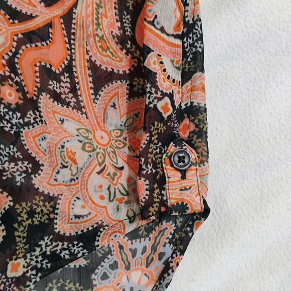 Jones New York Black and Pink Paisley Sheet Button Down Shirt - Picture 3 of 12